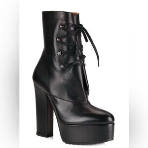 Alaïa Black Leather Platform Boots 38 1/2